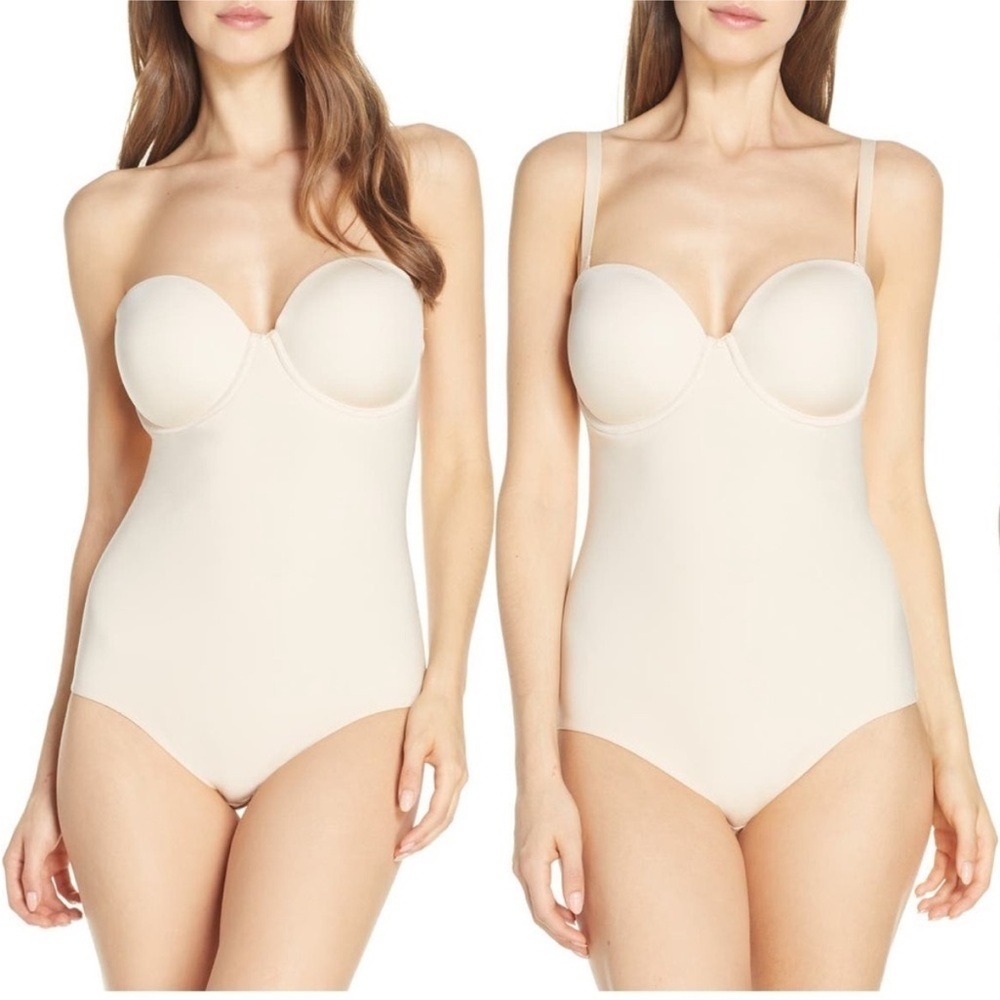 NWOT Wacoal Red Carpet Shaping Bodybriefer 40D Bodysuit 801219 Beige Convertible